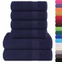 Juego de toallas 6 piezas 100% algodón azul marino 360 gsm by , Toallas de baño y manoplas - Ref: Foro24-137083, Price: 36,25...