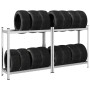 Estantería de 2 capas para neumáticos 2 uds Plata 110x40x109 cm de , Estanterías industriales - Ref: Foro24-4016967, Precio: ...