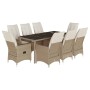 Set comedor de jardín 9 pzas con cojines ratán sintético beige von , Gartensets - Ref: Foro24-3276807, Preis: 1,00 €, Rabatt: %