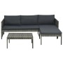 Set muebles de jardín 3 piezas con cojines ratán sintético gris