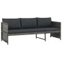 Set muebles de jardín 3 piezas con cojines ratán sintético gris
