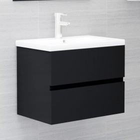 Mueble con lavabo madera de ingeniería negro