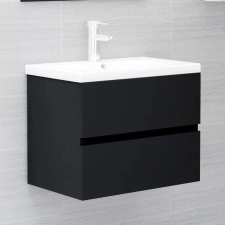 Mueble con lavabo madera de ingeniería negro de vidaXL, Tocadores de baño - Ref: Foro24-3071631, Precio: 186,86 €, Descuento: %