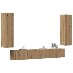 Muebles de TV de pared 4 uds madera ingeniería roble artesanal von , TV-Möbel - Ref: Foro24-3328974, Preis: 253,72 €, Rabatt: %