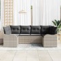 Conjunto de sofá de jardín con cojín 6 pcs Gris claro Poliratán