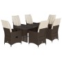 Set comedor de jardín 7 pzas con cojines ratán sintético marrón von , Gartensets - Ref: Foro24-3276776, Preis: 861,34 €, Raba...