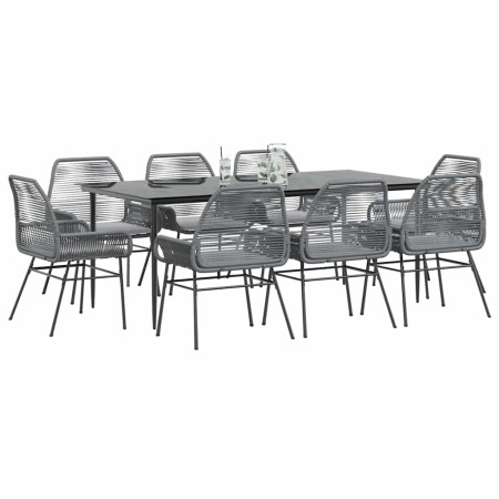 Juego comedor jardín 9 pzas cojines ratán sintético vidrio gris von , Gartensets - Ref: Foro24-3334484, Preis: 673,15 €, Raba...