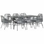 Juego comedor jardín 9 pzas cojines ratán sintético vidrio gris von , Gartensets - Ref: Foro24-3334484, Preis: 673,15 €, Raba...