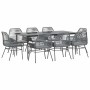 Juego comedor jardín 9 pzas cojines ratán sintético vidrio gris von , Gartensets - Ref: Foro24-3334484, Preis: 673,15 €, Raba...