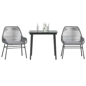 Juego comedor jardín 3 pzas cojines ratán sintético vidrio gris by , Garden sets - Ref: Foro24-3334478, Price: 223,72 €, Disc...