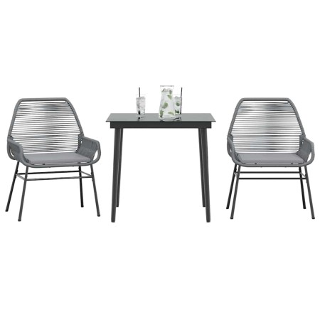 Juego comedor jardín 3 pzas cojines ratán sintético vidrio gris von , Gartensets - Ref: Foro24-3334478, Preis: 223,72 €, Raba...