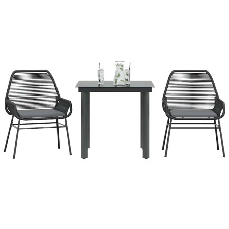 Set comedor jardín 3 pzas cojines ratán sintético vidrio negro by , Garden sets - Ref: Foro24-3334562, Price: 219,31 €, Disco...