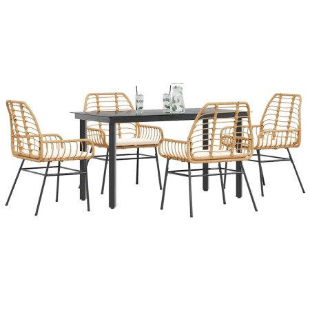 Juego de comedor jardín 5 piezas cojines ratán sintético marrón von , Gartensets - Ref: Foro24-3334557, Preis: 364,66 €, Raba...