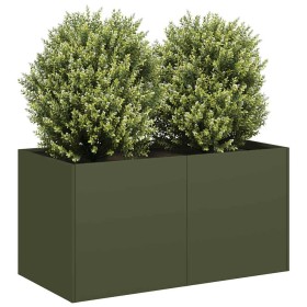 Jardinera de acero laminado en frío verde oliva 80x40x40 cm von , Töpfe und Pflanzgefäße - Ref: Foro24-860671, Preis: 61,63 €...
