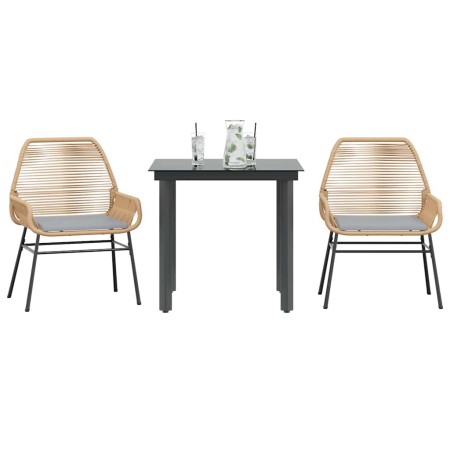 Juego de comedor jardín 3 piezas cojines ratán sintético marrón von , Gartensets - Ref: Foro24-3334569, Preis: 219,80 €, Raba...