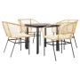 Juego de comedor jardín 5 piezas cojines ratán sintético marrón von , Gartensets - Ref: Foro24-3334605, Preis: 264,17 €, Raba...