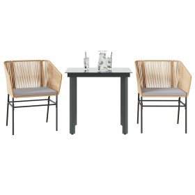 Juego de comedor jardín 3 piezas cojines ratán sintético marrón von , Gartensets - Ref: Foro24-3334618, Preis: 225,01 €, Raba...