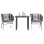 Set comedor jardín 3 pzas cojines ratán sintético vidrio negro by , Garden sets - Ref: Foro24-3334611, Price: 223,47 €, Disco...