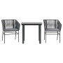 Set comedor jardín 3 pzas cojines ratán sintético vidrio negro by , Garden sets - Ref: Foro24-3334611, Price: 223,47 €, Disco...