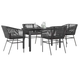 Juego de comedor jardín 5 piezas cojines ratán sintético negro de , Conjuntos de jardín - Ref: Foro24-3334613, Precio: 389,33...