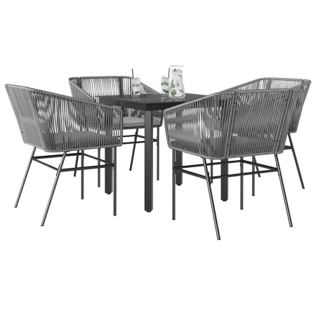 Juego comedor jardín 5 pzas cojines ratán sintético vidrio gris by , Garden sets - Ref: Foro24-3334626, Price: 345,90 €, Disc...