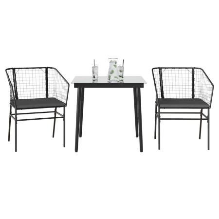 Set comedor jardín 3 pzas cojines ratán sintético vidrio negro von , Gartensets - Ref: Foro24-3334499, Preis: 194,96 €, Rabat...