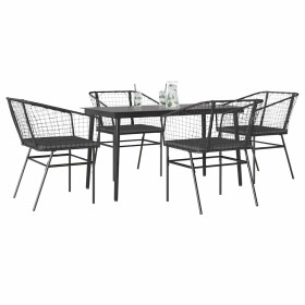 Juego de comedor jardín 5 piezas cojines ratán sintético negro de , Conjuntos de jardín - Ref: Foro24-3334501, Precio: 294,79...