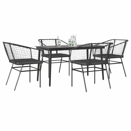Juego de comedor jardín 5 piezas cojines ratán sintético negro von , Gartensets - Ref: Foro24-3334501, Preis: 294,79 €, Rabat...