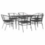 Set de comedor de jardín 7 piezas cojines ratán sintético negro von , Gartensets - Ref: Foro24-3334503, Preis: 396,81 €, Raba...
