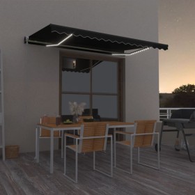 Toldo automático LED sensor de viento gris antracita 400x350 cm