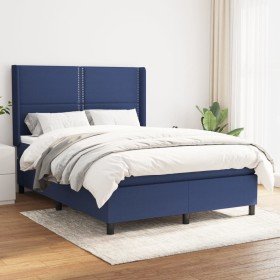 Cama box spring con colchón tela azul 140x200 cm en Camas y somieres | Comprar online en Foro24