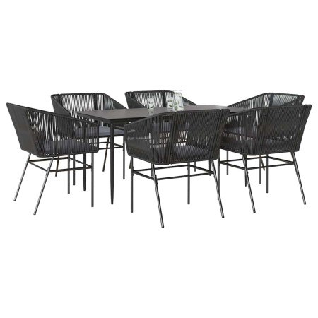 Set de comedor de jardín 7 piezas cojines ratán sintético negro de , Conjuntos de jardín - Ref: Foro24-3334517, Precio: 536,5...