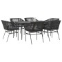 Set de comedor de jardín 7 piezas cojines ratán sintético negro de , Conjuntos de jardín - Ref: Foro24-3334517, Precio: 536,5...