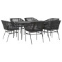 Set de comedor de jardín 7 piezas cojines ratán sintético negro de , Conjuntos de jardín - Ref: Foro24-3334517, Precio: 536,5...