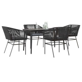 Juego de comedor jardín 5 piezas cojines ratán sintético negro by , Garden sets - Ref: Foro24-3334515, Price: 386,44 €, Disco...