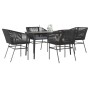 Juego de comedor jardín 5 piezas cojines ratán sintético negro by , Garden sets - Ref: Foro24-3334515, Price: 386,44 €, Disco...