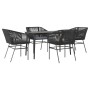 Juego de comedor jardín 5 piezas cojines ratán sintético negro by , Garden sets - Ref: Foro24-3334515, Price: 386,44 €, Disco...