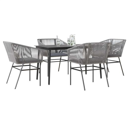Juego comedor jardín 5 pzas cojines ratán sintético vidrio gris by , Garden sets - Ref: Foro24-3334529, Price: 377,05 €, Disc...