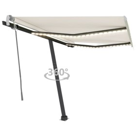 Toldo retráctil manual con LED color crema 350x250 cm de vidaXL, Toldos - Ref: Foro24-3069722, Precio: 516,83 €, Descuento: %