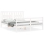 White solid wood bed frame with headboard 160x200 cm by vidaXL, Beds and slatted bases - Ref: Foro24-3194582, Price: 149,48 €...