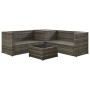 Set de sofás de jardín 4 piezas y cojines ratán sintético gris