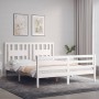 Weißer Massivholzbettrahmen mit Kopfteil 160x200 cm von vidaXL, Betten und Lattenroste - Ref: Foro24-3194582, Preis: 149,57 €...