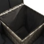Set de sofás de jardín 4 piezas y cojines ratán sintético gris