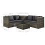 Set de sofás de jardín 4 piezas y cojines ratán sintético gris