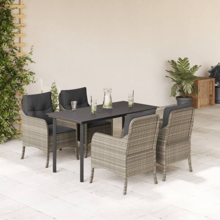 Set comedor de jardín 5 pzas cojines ratán sintético gris claro by , Garden sets - Ref: Foro24-3211999, Price: 499,04 €, Disc...