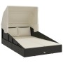 Tumbona con toldo plegable ratán sintético negro 200x114x128 cm von , Betten im Freien - Ref: Foro24-362273, Preis: 328,07 €,...