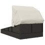 Tumbona con toldo plegable ratán sintético negro 200x114x128 cm von , Betten im Freien - Ref: Foro24-362273, Preis: 328,07 €,...