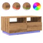 Mesa de centro con luces LED roble artesanal 90x49x40 cm by , Coffee table - Ref: Foro24-857711, Price: 123,08 €, Discount: %