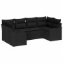 Conjunto de sofá de jardín con cojín 6 pcs Negro Poliratán