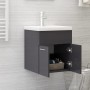 Agglomerat-Waschtischeinheit, grau glänzend von vidaXL, Badezimmerwaschtische - Ref: Foro24-3071269, Preis: 161,16 €, Rabatt: %